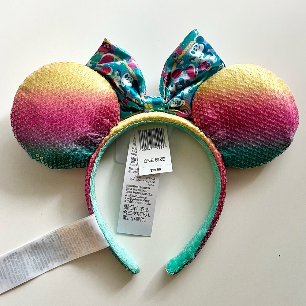NWT Disney RunDisney Springtime Surprise Weekend 2022 Pastel Sequin Ear Headband - Picture 3 of 3